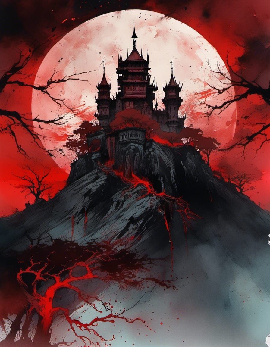 Dracula's Castle: Bloody Sky Horror Landscape