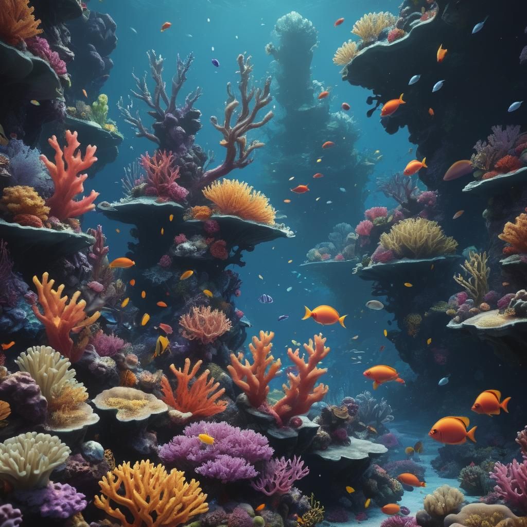 Lush Coral Reef Fantasy Concept Art