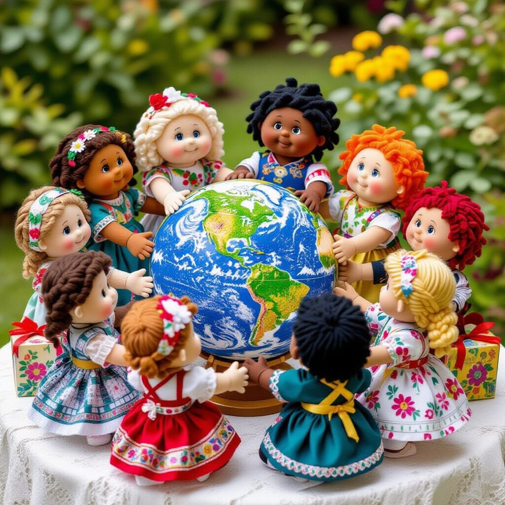 Cabbage Patch Dolls in Cultural Costumes Embrace Globe