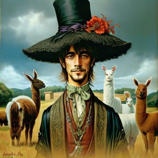 Llama in the Style of Arthur Rackham