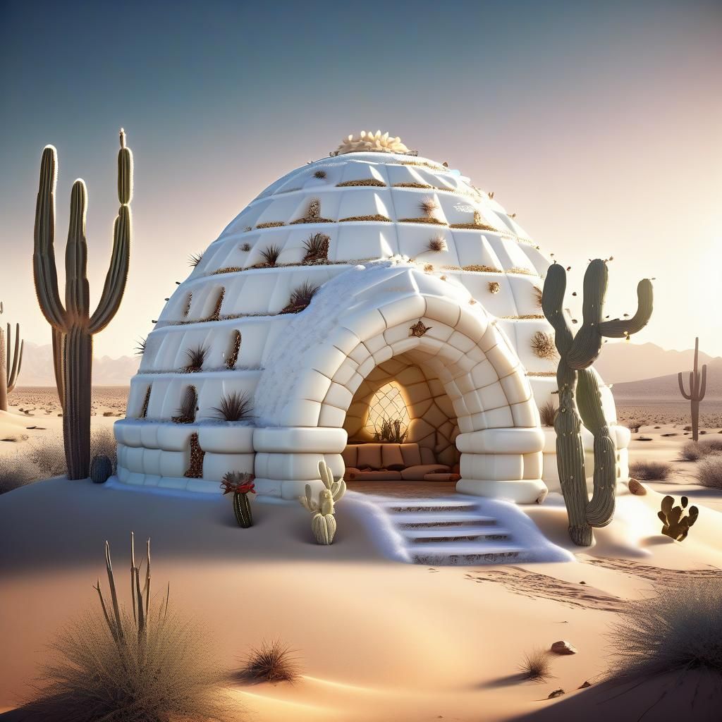 Luxurious Ivory Igloo in Desert Landscape