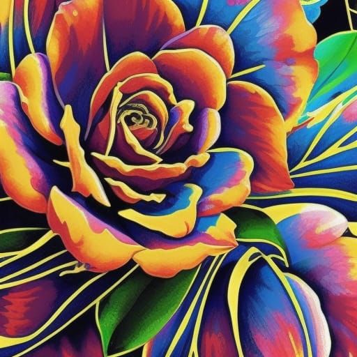 Whimsical Flowers in Gouache Style Painting