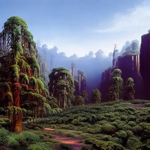 Surreal Forest in Oil Painting Style