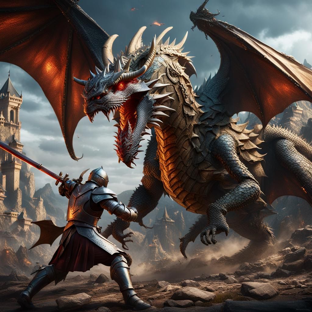 Dragon Attack: Detailed Matte Painting in 8k