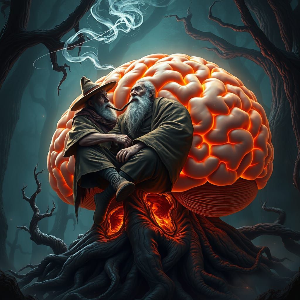 Mystical Sage Contemplates the Human Mind in a Fantastical, ...