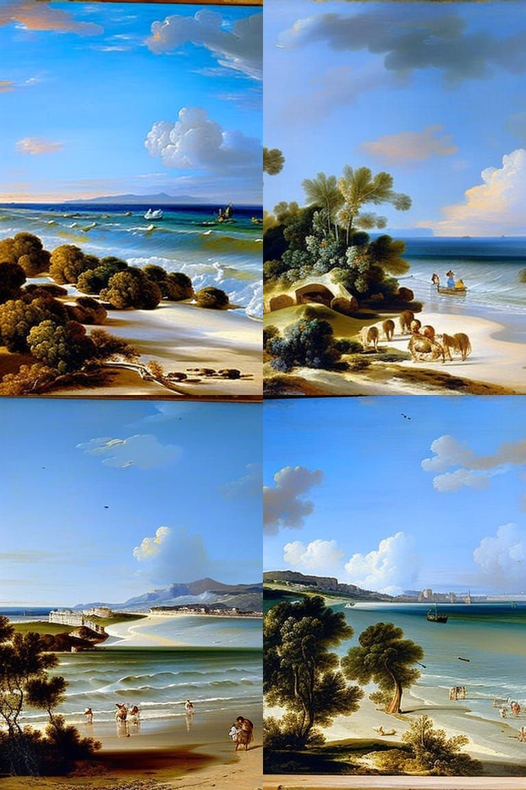 Mediterranean Coast Landscape Painting in Baroque Style