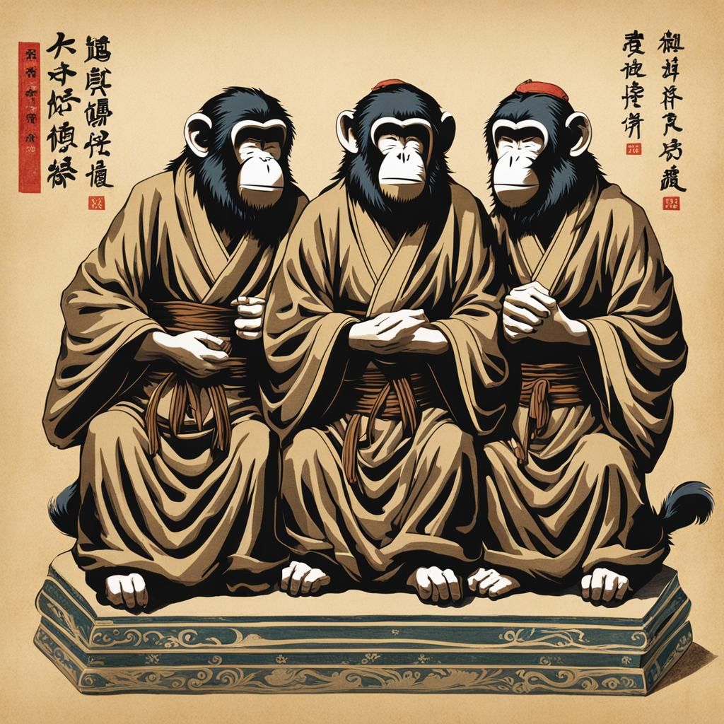 Artistic Rendition of the Three Wise Monkeys