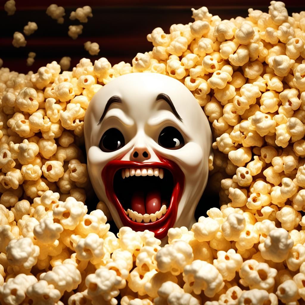 Chibi Ghostface Enjoys Popcorn in Cinema