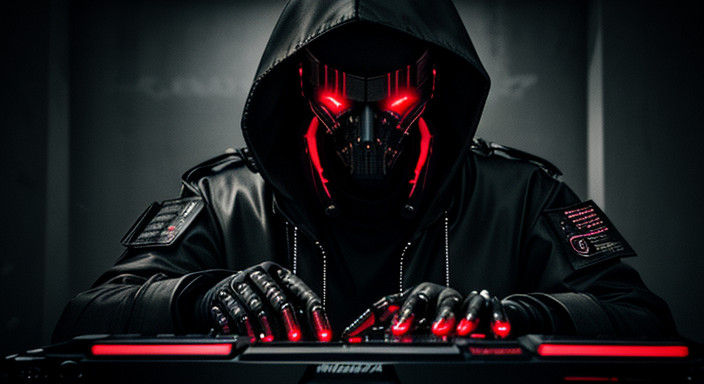 Cyberpunk Hooded Figure in Neon-Lit Post-Apocalypse