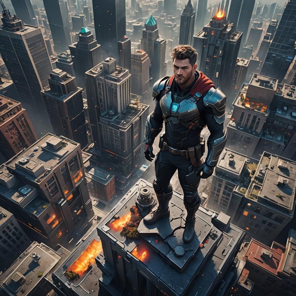 Hero in High-Tech City: Fantasy Concept Art