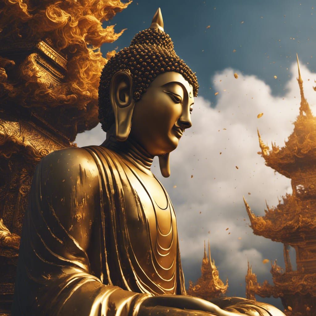 Golden Buddha Ascends: Fantasy Concept Art