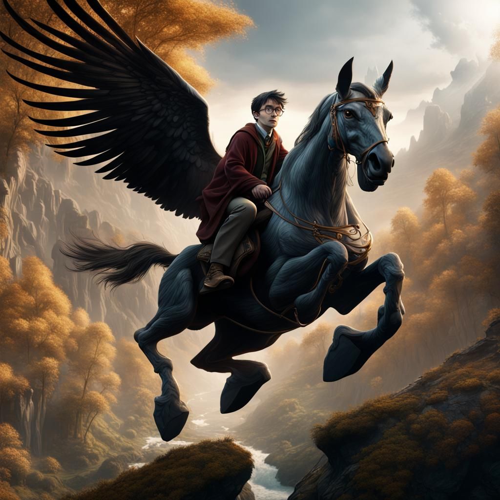 Harry Potter Riding a Hippogriff
