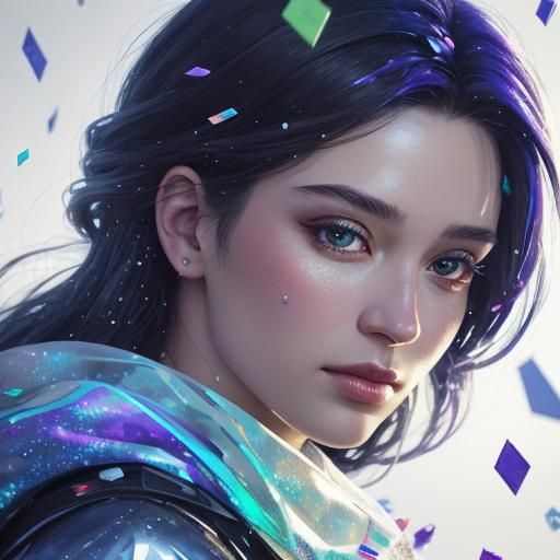 Crystal Confetti in Winter: Hyperrealistic Splash Art