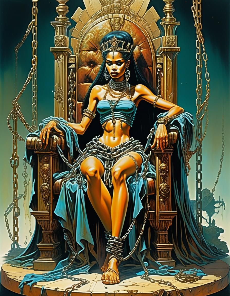 Alien Queen with Submissive Human, Comic Art