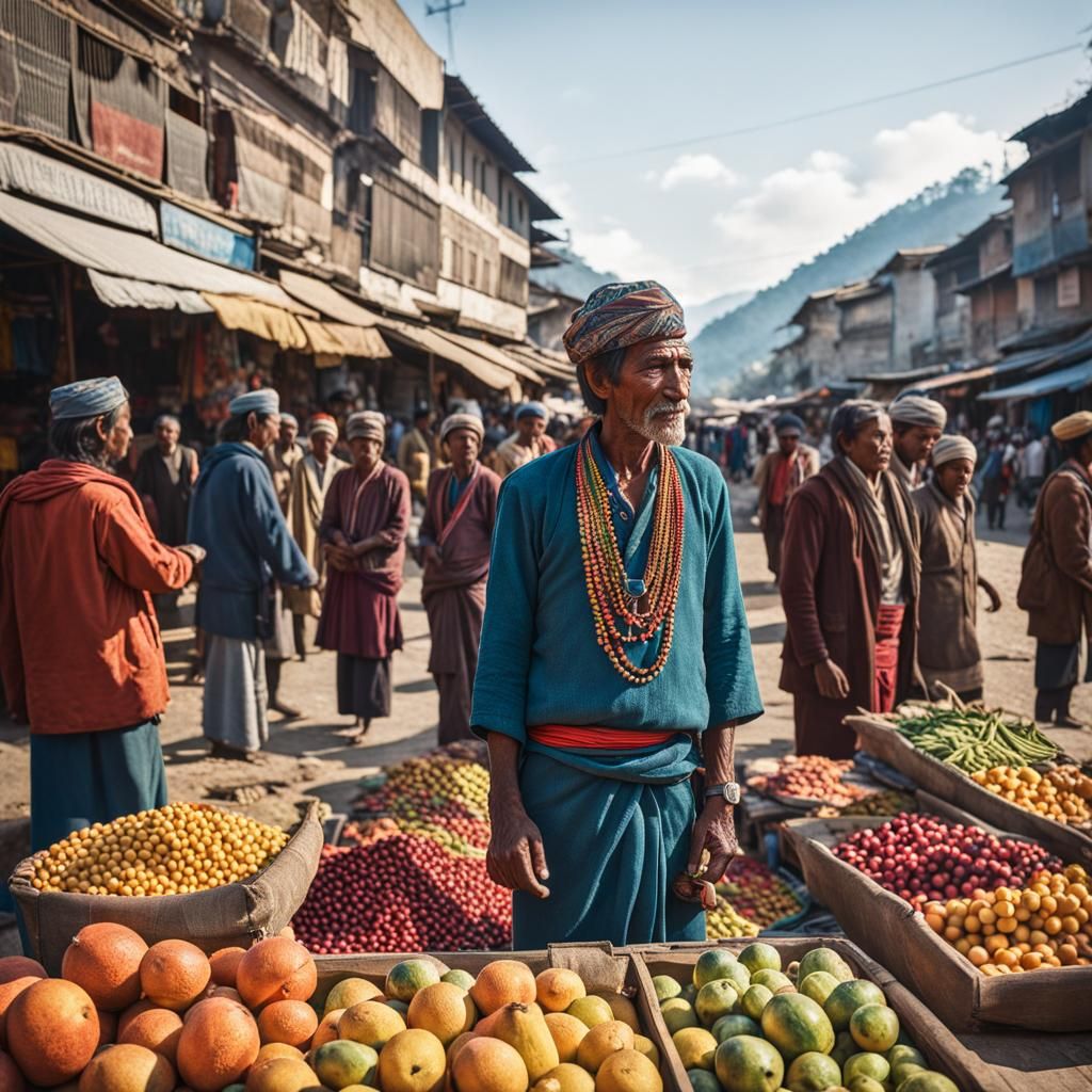 Kathmandu Market Scene in the 1970s
