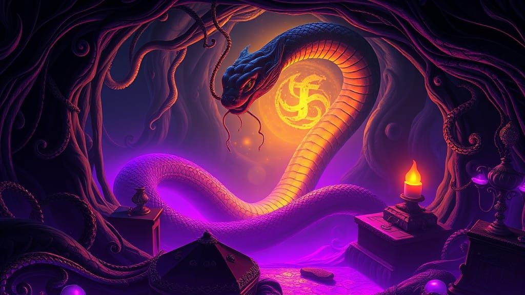 Ethereal Snake Emerges from Mystical Realm