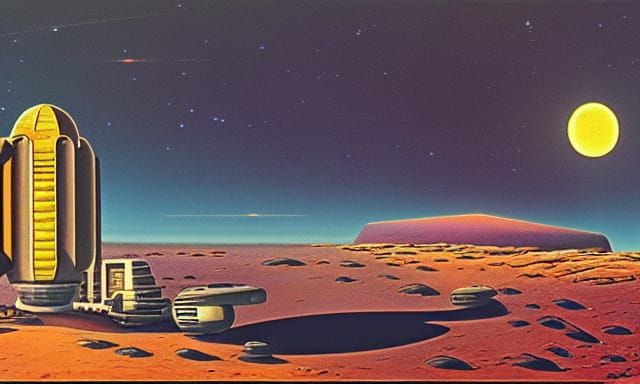 Retro Sci-Fi Moon Base Art