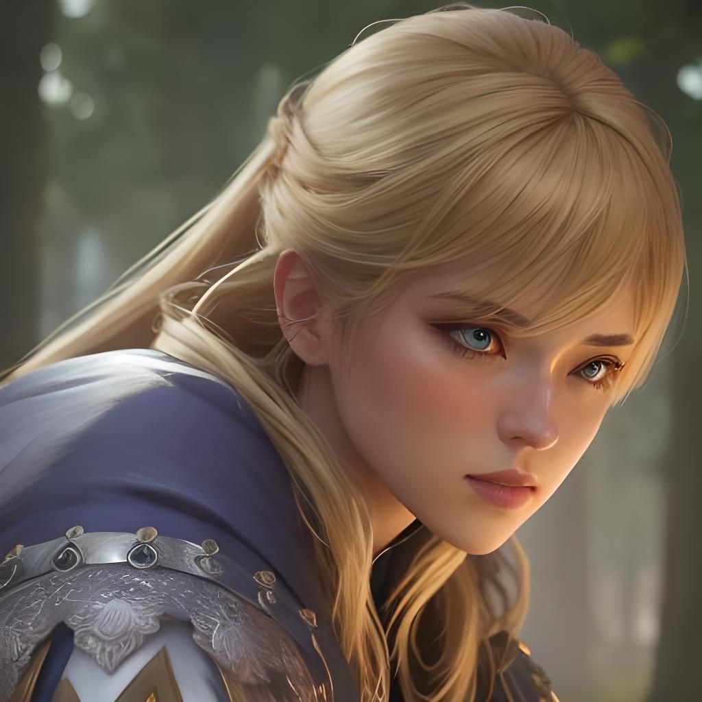 pretty blonde girl, head down