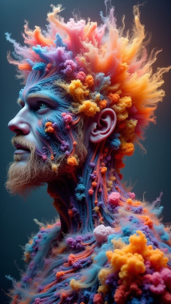 Surreal Fungal Kingdoms in Rainbow Smoke