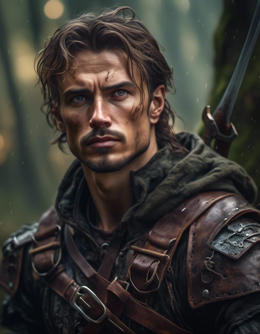 Hyperrealistic Close-Up of a Grim Human Fighter