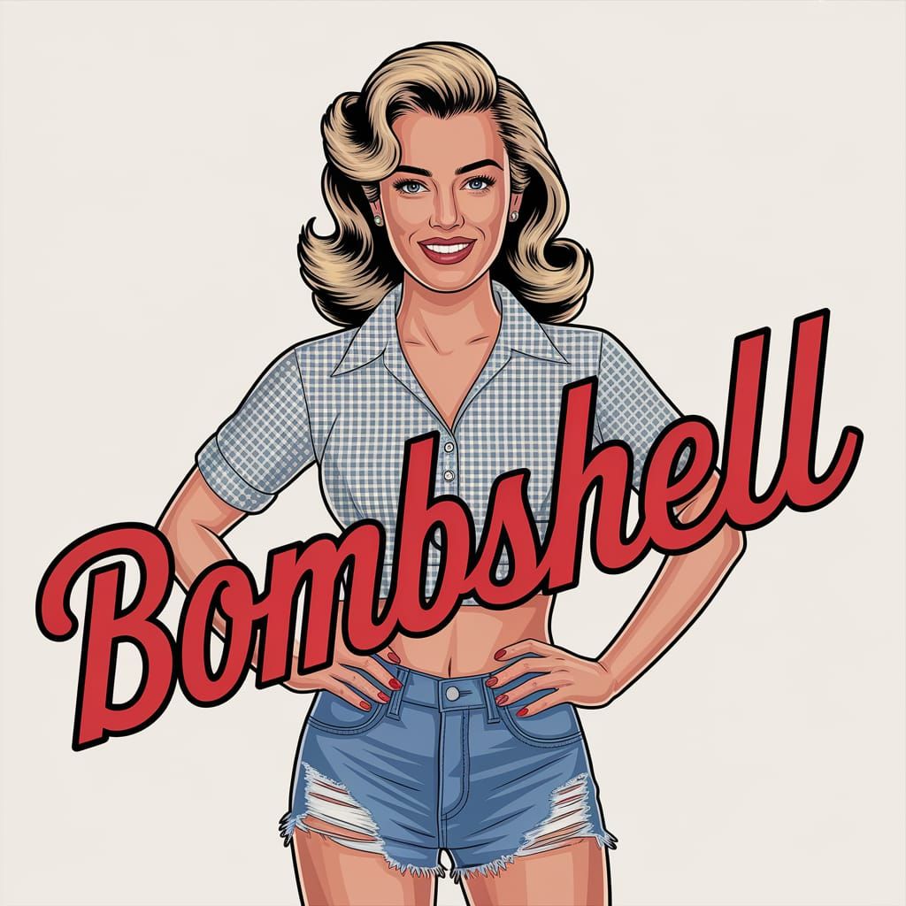 Retro Cartoon Bombshell in Rolf Armstrong Style