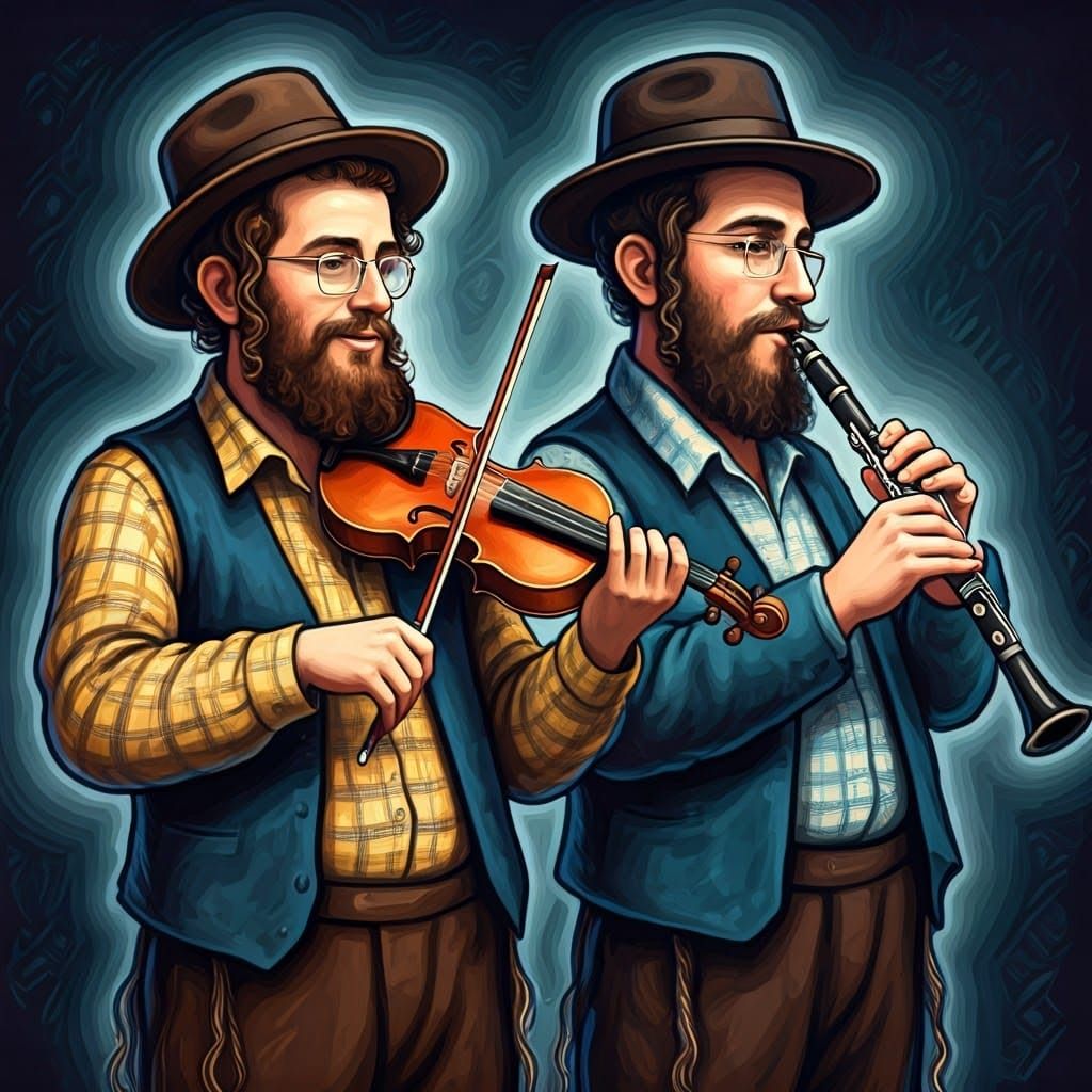 Hasidic Jews Play Music, Chagall-esque Style