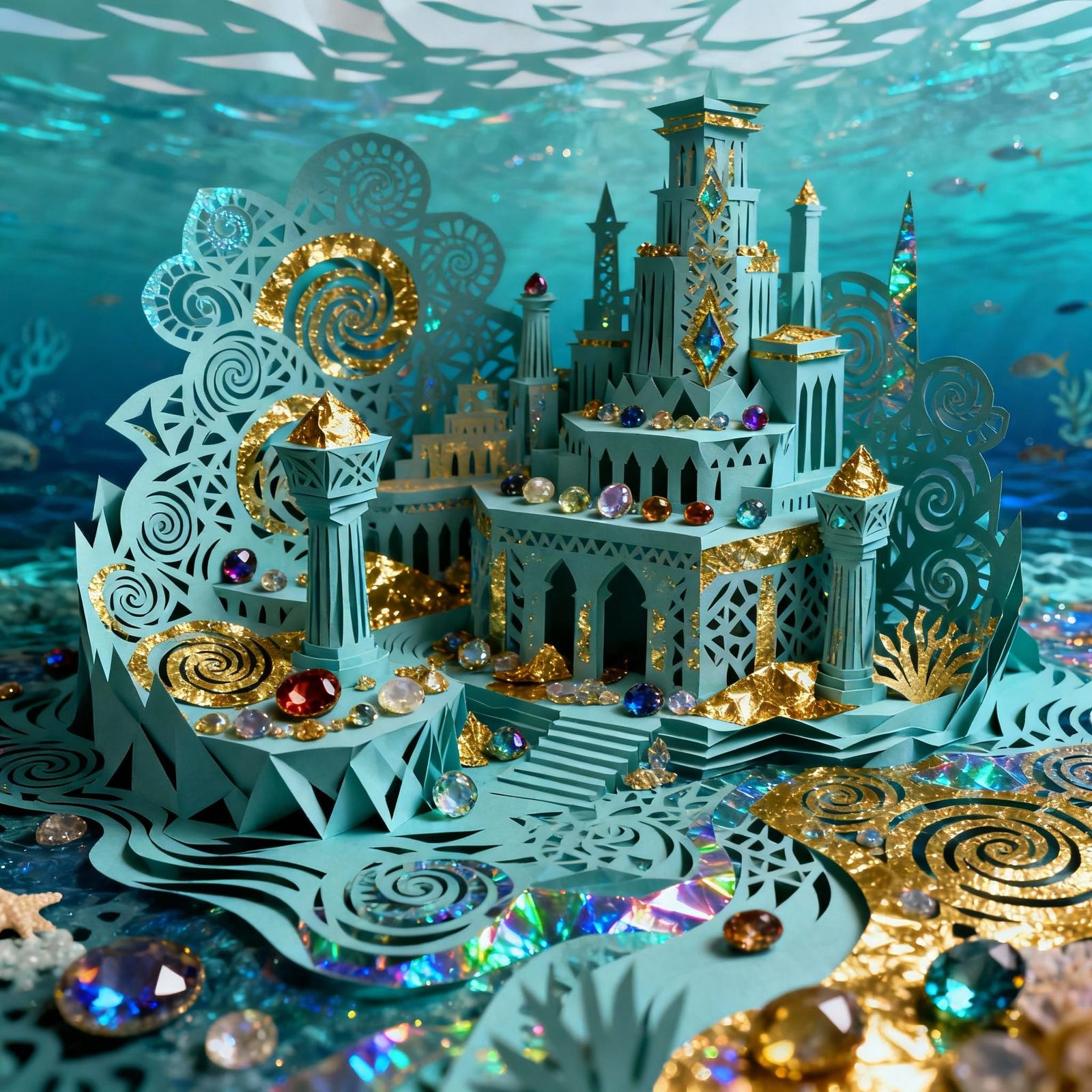 Atlantis Diorama in Psychedelic Paper Cut Style