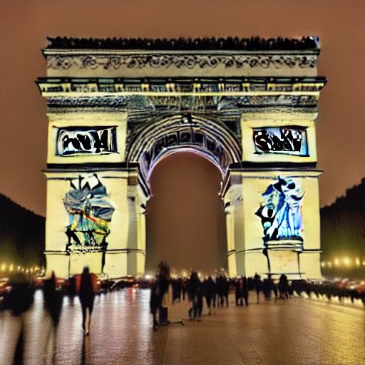 Arc de Triomphe Lit Up at Night
