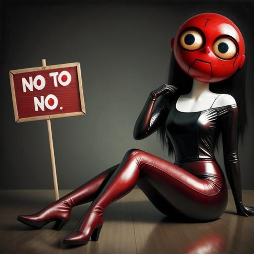 Surreal Red Sun Character Says No in 3D