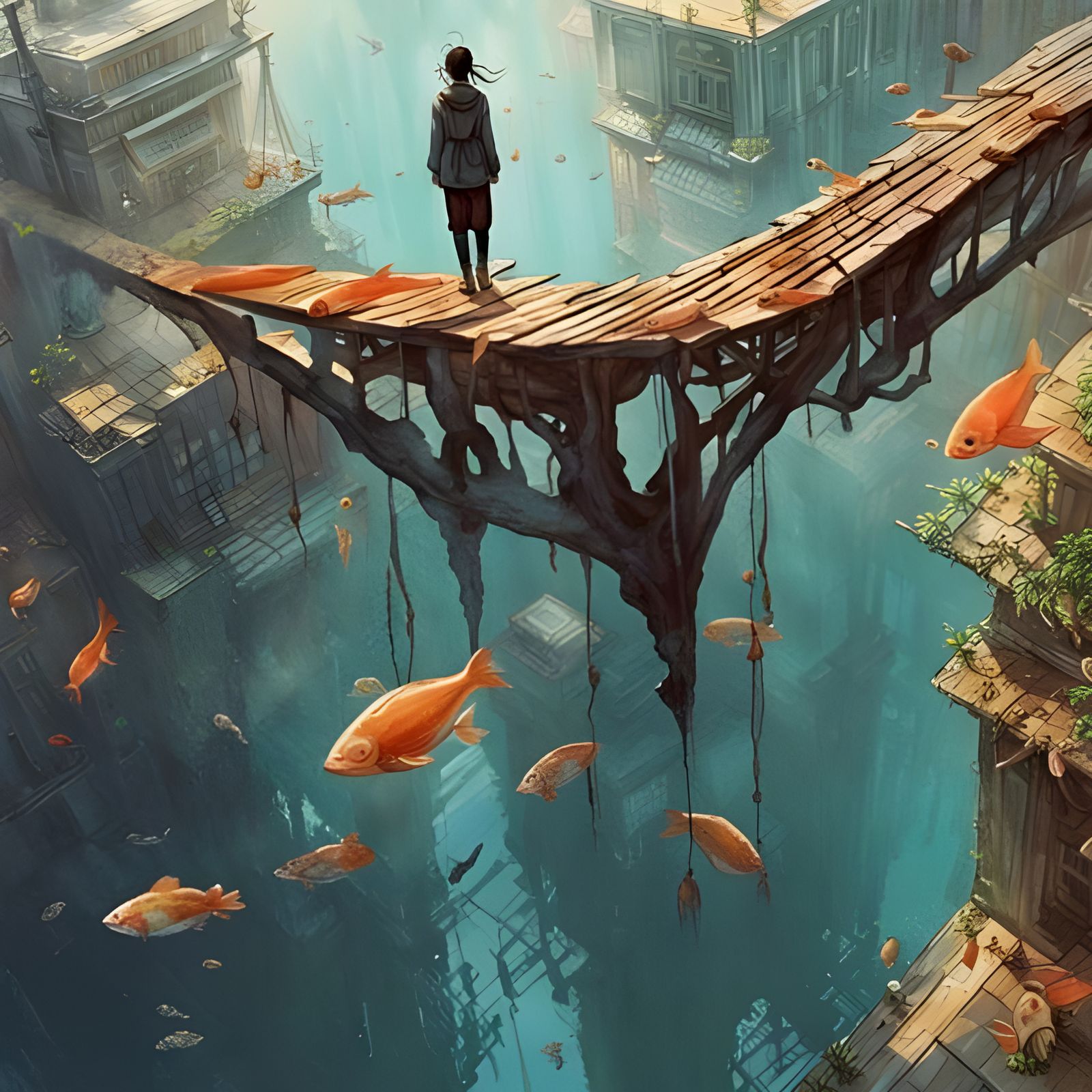 Surreal Upside-Down Bridge Reflected in Water