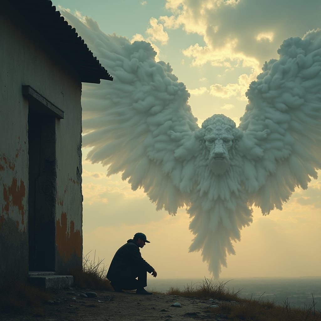 Office Worker's Angel Shadow Gives Alms