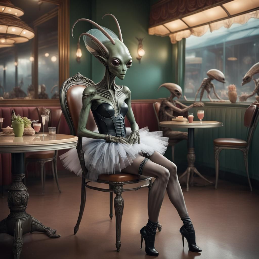 Alien in tutu 🩰 👽 Place 17th/81  3.54 out of 5 - Anything other than a ballerina wearing a tutu Challenge hosted by Ge...