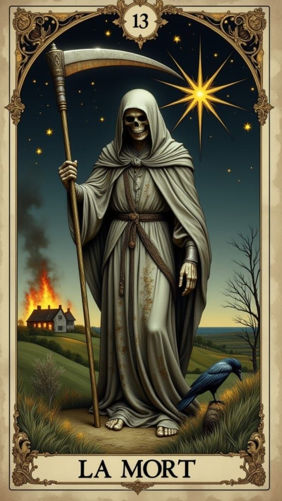 Grim Reaper Tarot Card in Renaissance Style