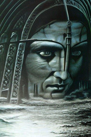 Mona Lisa in the style of Clive Barker.