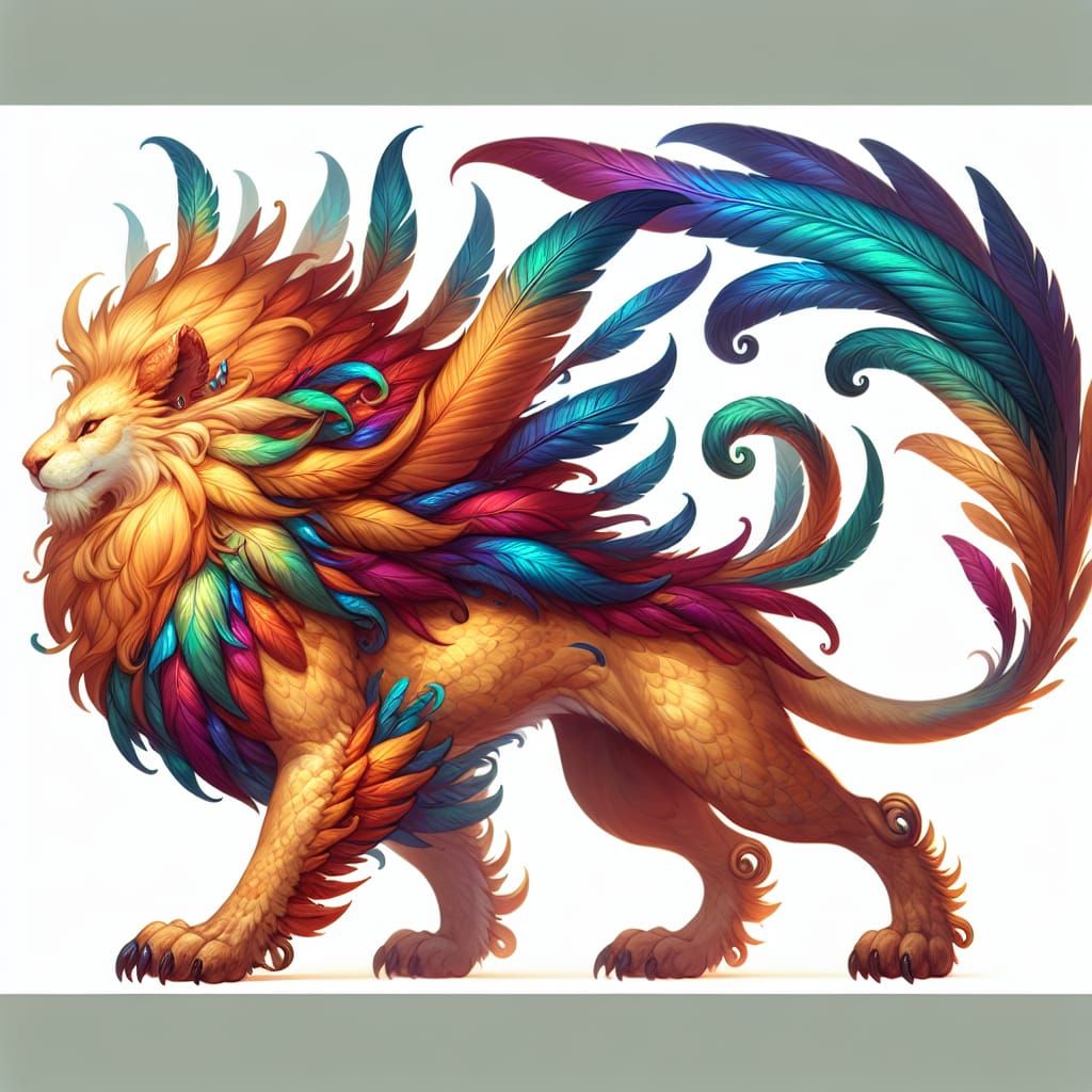 Feather-Maned Lion with Bronze Claws