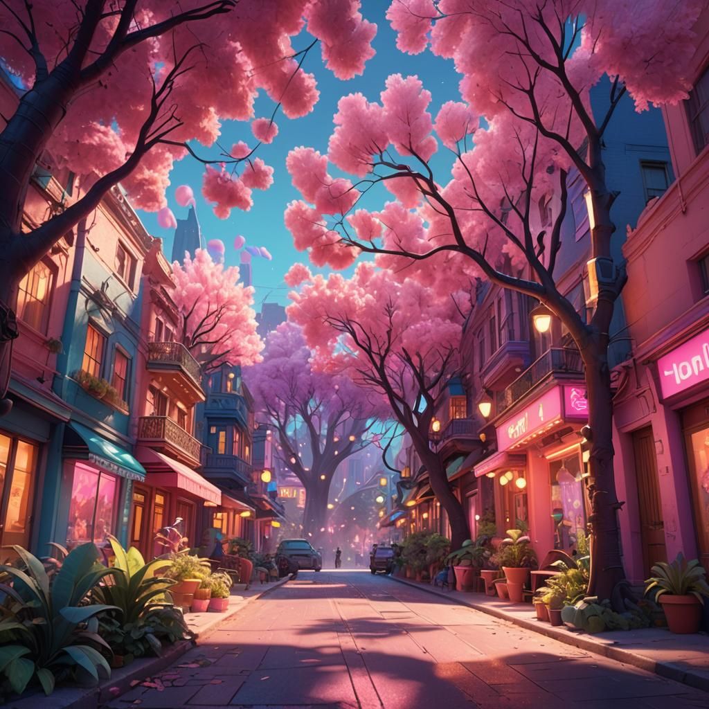 Fantastical Creature in Pink City: 3D Concept Art