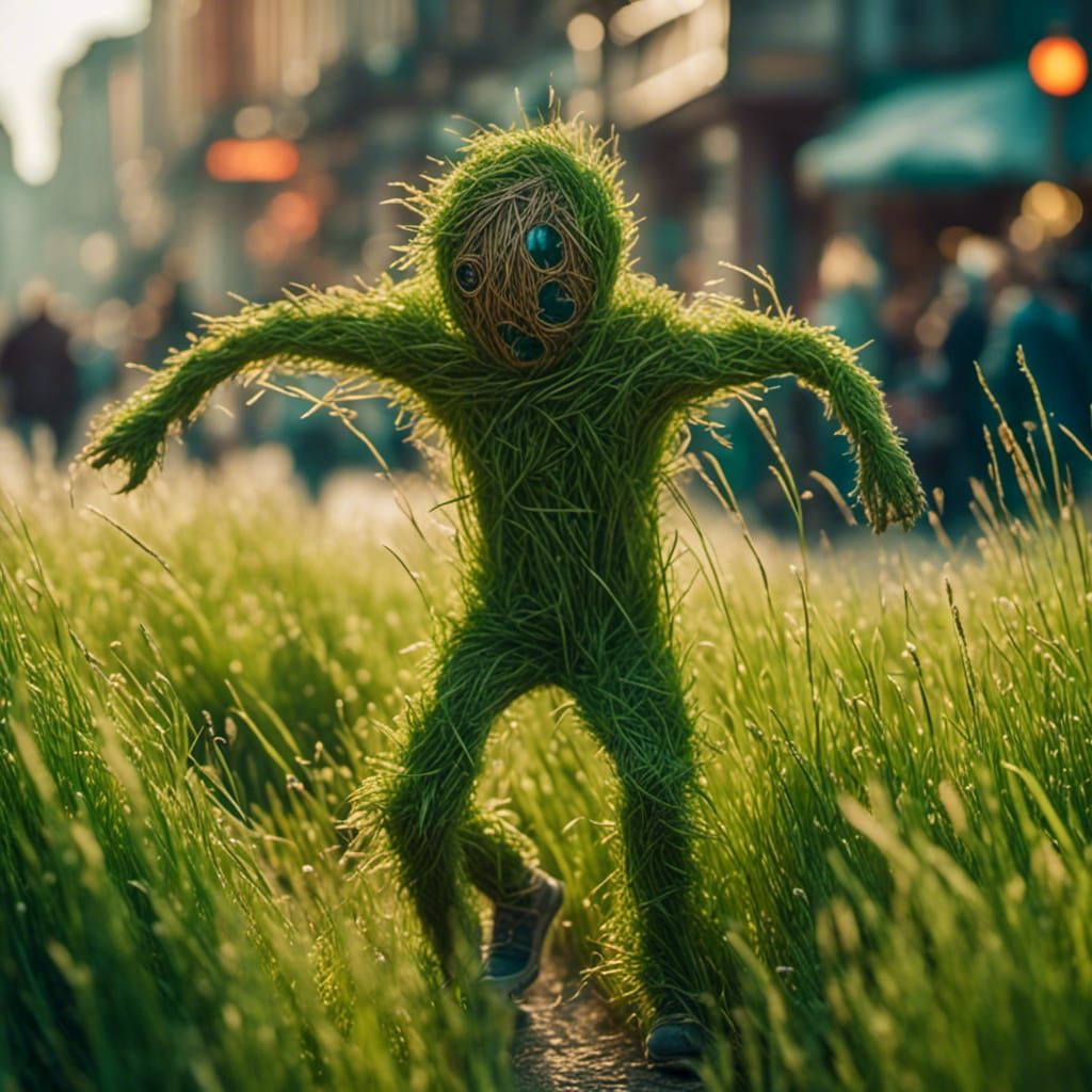 Grassy Humanoid Dancing in Boomtown Street
