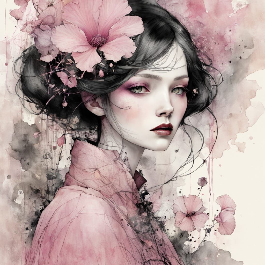 Whimsical Floral Illustration in Pastel Colors