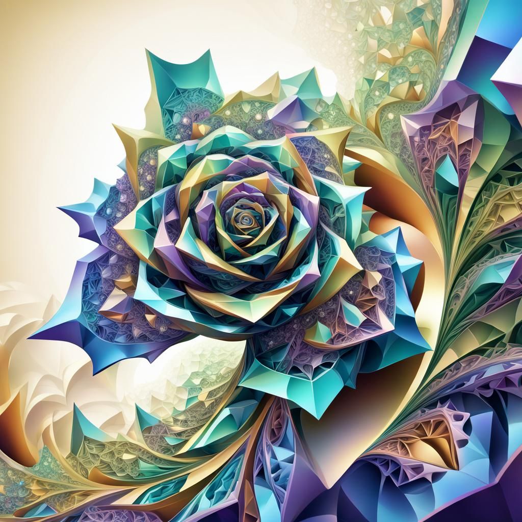 Crystal Rose: Abstract Fractal in Geometric Style
