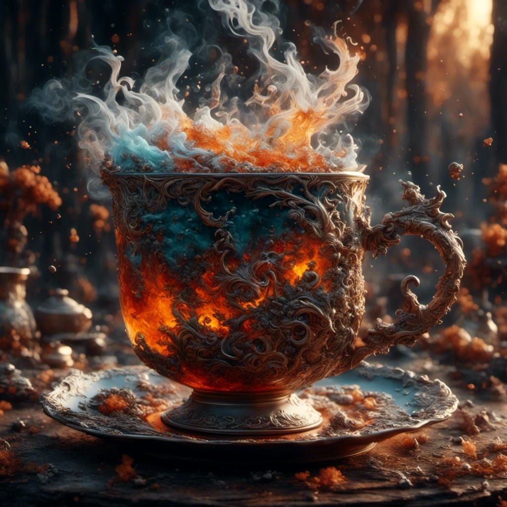 Smoky Tea Cup in Abstract 8k Resolution