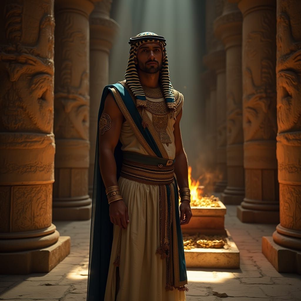 Egyptian Man in Traditional Dress, Hyperrealistic Portrait