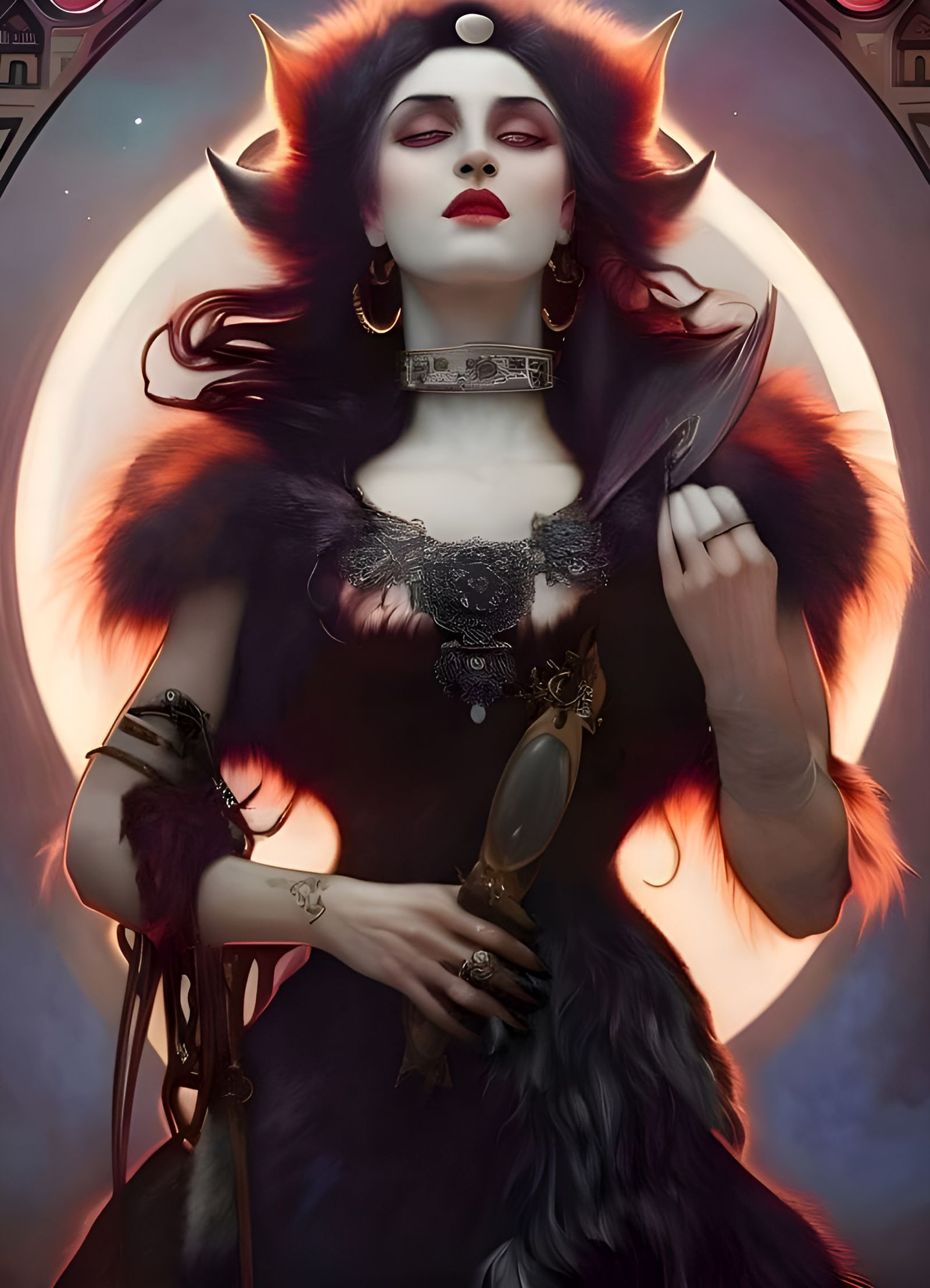 Werewolf Goddess in Art Nouveau Style