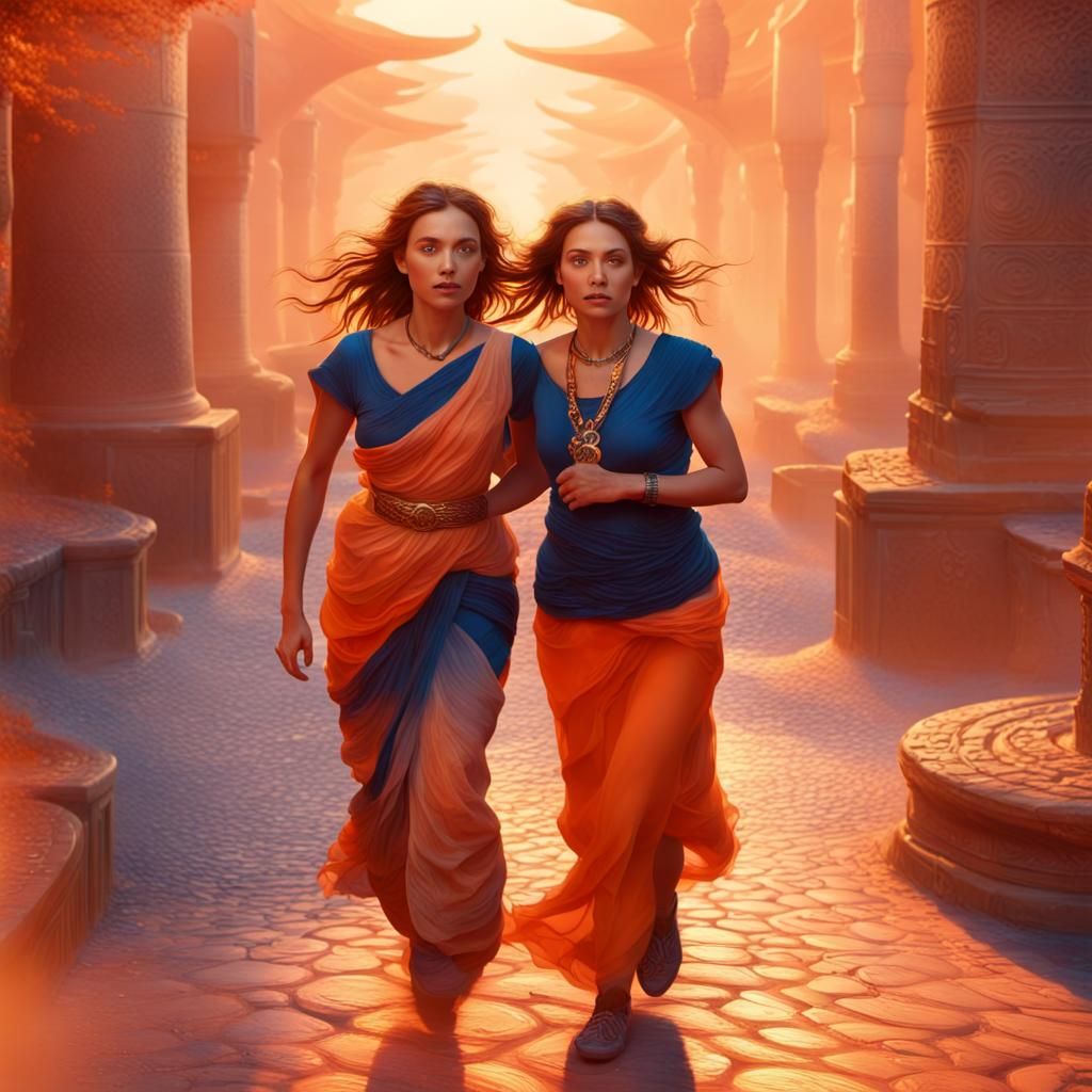 Marathon Runners on Mystical Road in High Fantasy Art