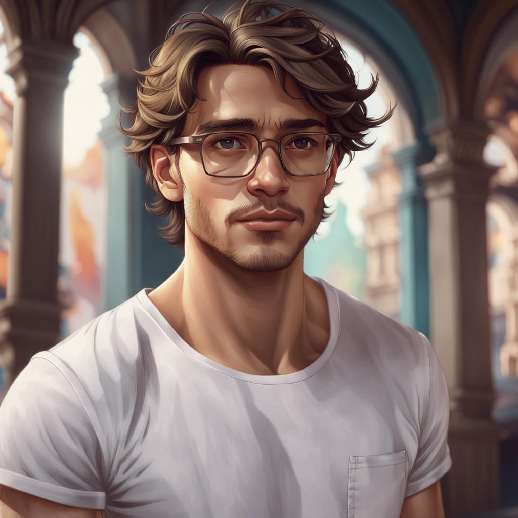 Hispanic Man Portrait in Artgerm Style, 8K