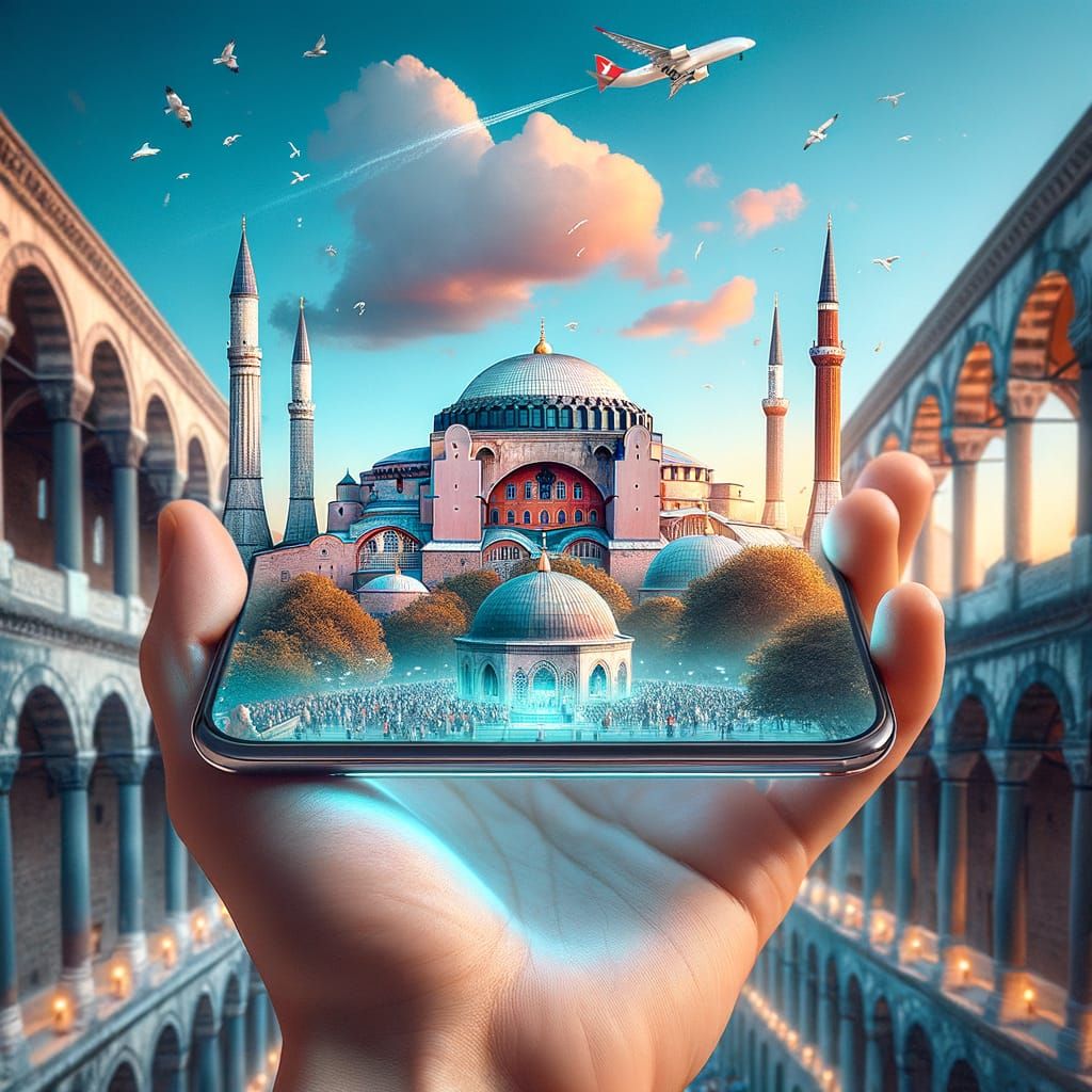 Surreal Istanbul Travel Scene on Digital Device