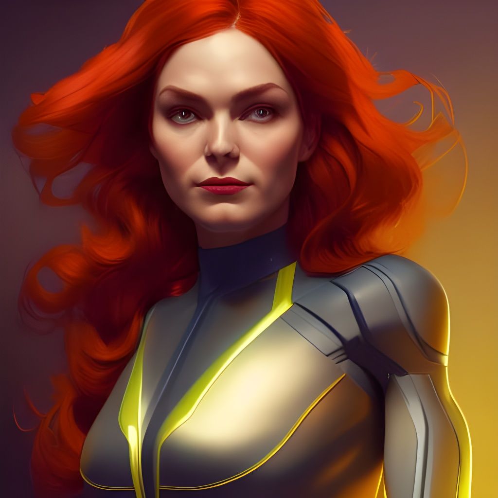 Jean Grey Phoenix Portrait in Art Nouveau Style
