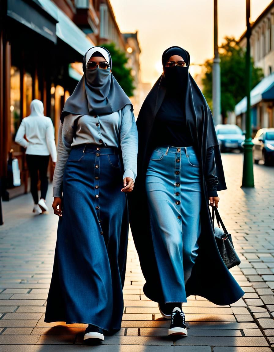 Hypernatural Portrait of Niqabi Women in City