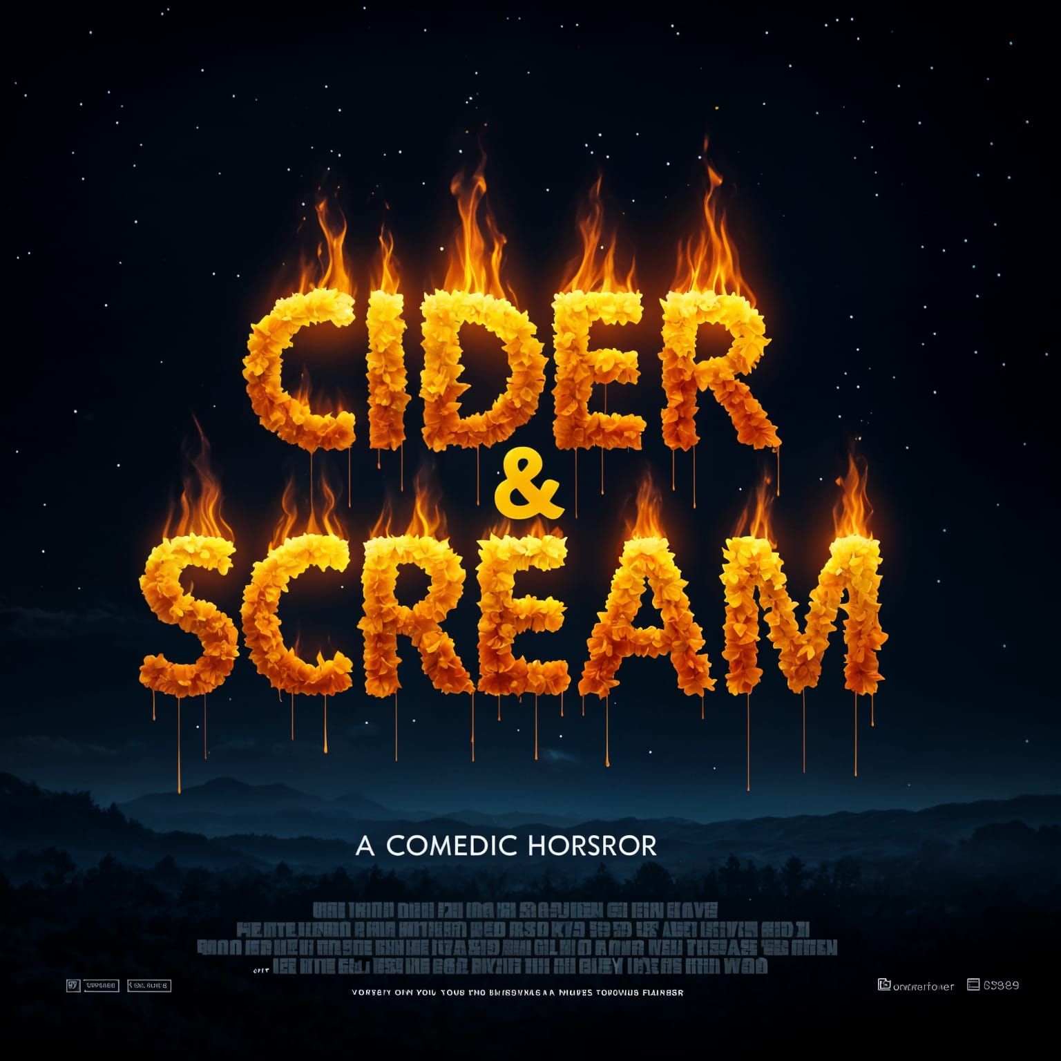 Autumn Movie Poster: Cider & Scream in Fall Leaves