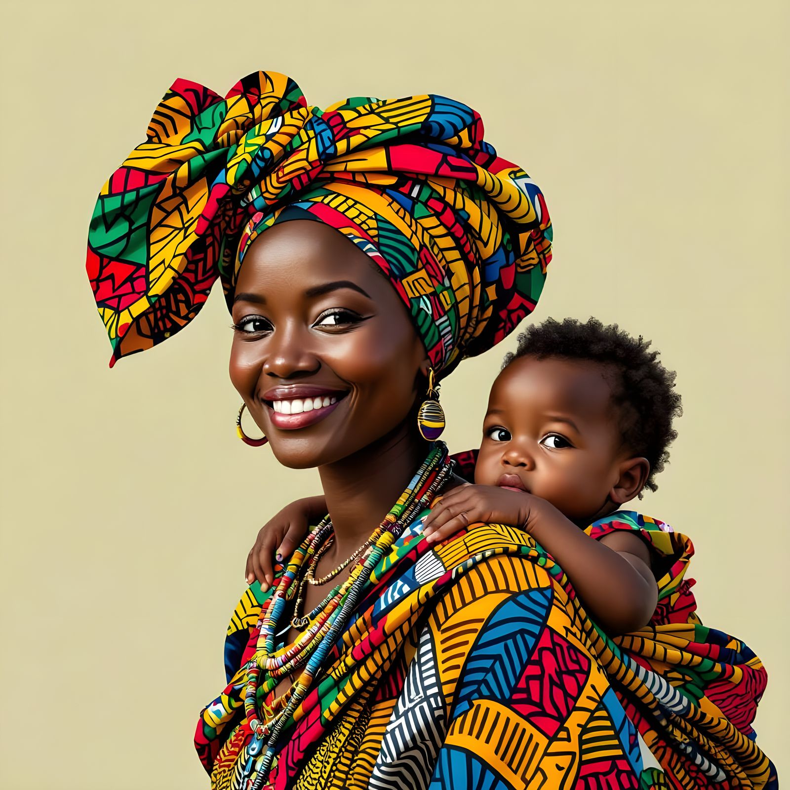 Mother Africa Portrait with Tribal Patterns
