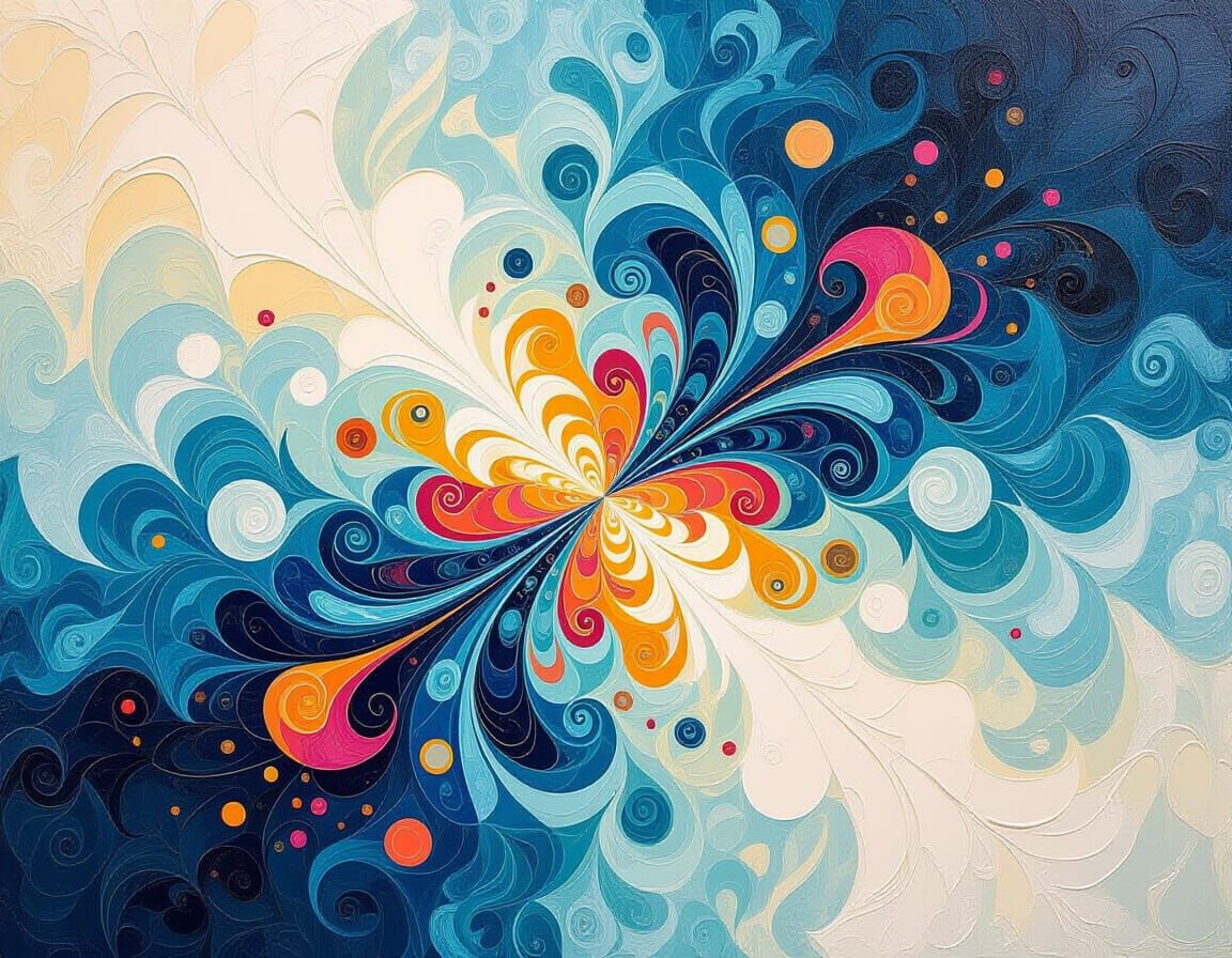 Teslapunk Fairypunk Fractal Art with Thick Impasto